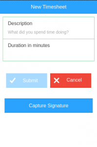 Our new Capture Signature button on our input form.